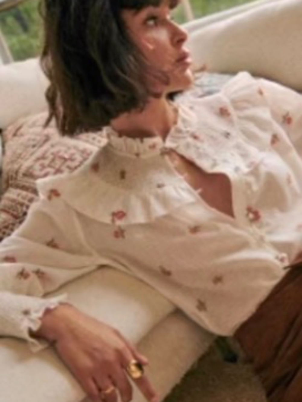 Sezane Donna Shirt Ecru Brodé - Size 36